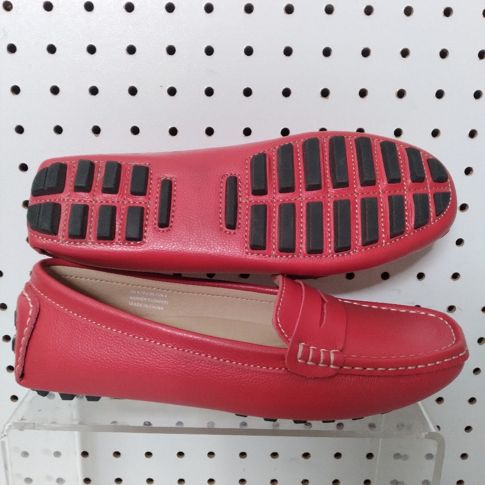 Artisure I Red Shoes | Women's Comfort Loafers Penny Flat Padded Size 8 US